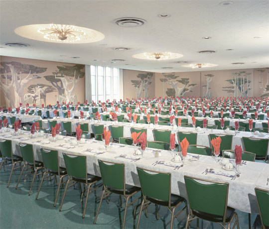 Scottish Rite Banquet Hall with long seating